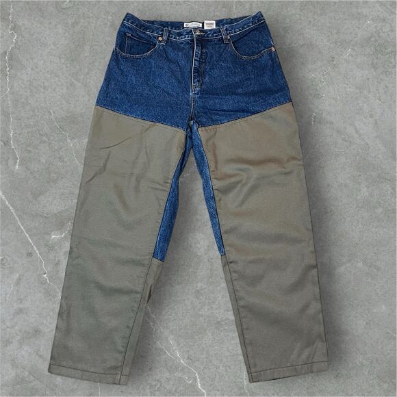 Mens Columbia Blue Jeans Canvas Double Knee 36 Tag 34/35x30 Measurement Workwear - Picture 1 of 8